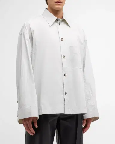 Bottega Veneta Men's Technical Cotton-Silk Shirt | Thumbnail 2 Bottega Veneta Men's Technical Cotton-Silk Shirt | Thumbnail 2