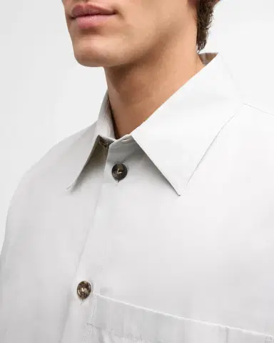 Bottega Veneta Men's Technical Cotton-Silk Shirt | Thumbnail 4 Bottega Veneta Men's Technical Cotton-Silk Shirt | Thumbnail 4