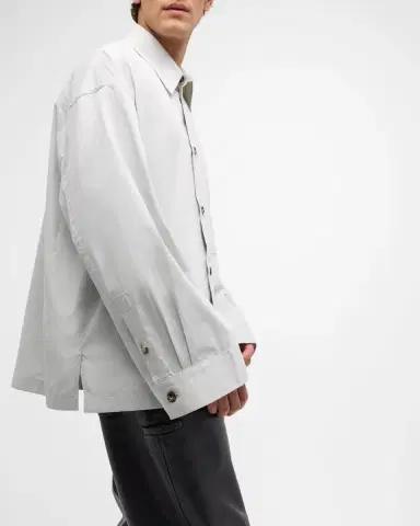 Bottega Veneta Men's Technical Cotton-Silk Shirt | Thumbnail 5 Bottega Veneta Men's Technical Cotton-Silk Shirt | Thumbnail 5