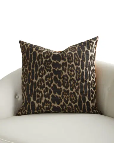 D.V. KAP Home Ellina Espresso Leopard-Pattern Pillow, 24" Square | Thumbnail 1 D.V. KAP Home Ellina Espresso Leopard-Pattern Pillow, 24" Square | Thumbnail 1