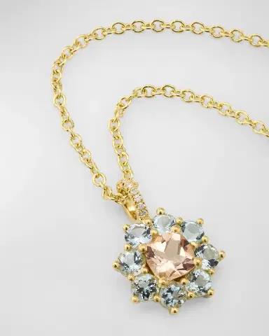 Jennifer Meyer Small Aquamarine and Morganite Flower Pendant Necklace | Thumbnail 3 Jennifer Meyer Small Aquamarine and Morganite Flower Pendant Necklace | Thumbnail 3