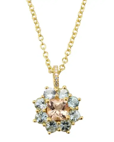 Jennifer Meyer Small Aquamarine and Morganite Flower Pendant Necklace | Thumbnail 1 Jennifer Meyer Small Aquamarine and Morganite Flower Pendant Necklace | Thumbnail 1
