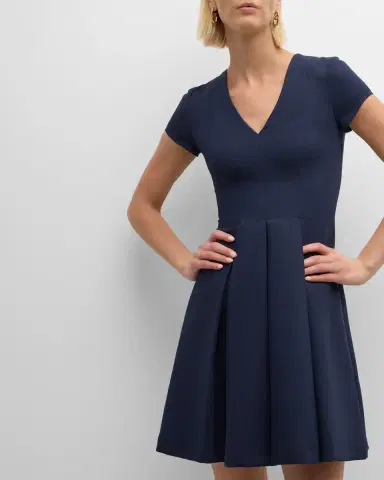 Emporio Armani Emma Pleated V-Neck Mini Dress | Thumbnail 7 Emporio Armani Emma Pleated V-Neck Mini Dress | Thumbnail 7