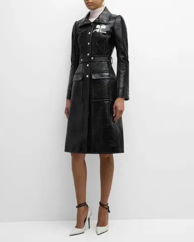 Courrèges Reedition Vinyl Belted A-Line Trench Coat | Thumbnail 3 Courrèges Reedition Vinyl Belted A-Line Trench Coat | Thumbnail 3