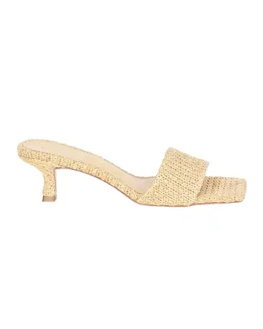 Cult Gaia Ada Raffia Kitten-Heel Slide Sandals | Thumbnail 1 Cult Gaia Ada Raffia Kitten-Heel Slide Sandals | Thumbnail 1