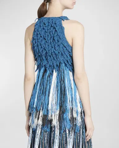 Bottega Veneta Sleeveless Fringe Empire-Waist Textured Knit Top | Thumbnail 3 Bottega Veneta Sleeveless Fringe Empire-Waist Textured Knit Top | Thumbnail 3