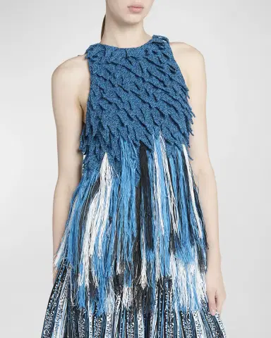 Bottega Veneta Sleeveless Fringe Empire-Waist Textured Knit Top | Thumbnail 7 Bottega Veneta Sleeveless Fringe Empire-Waist Textured Knit Top | Thumbnail 7