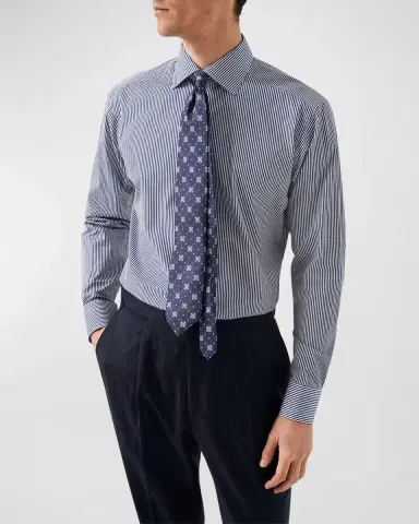 Eton Men's Contemporary Fit Bengal Stripe Elevated Poplin Shirt | Thumbnail 2 Eton Men's Contemporary Fit Bengal Stripe Elevated Poplin Shirt | Thumbnail 2