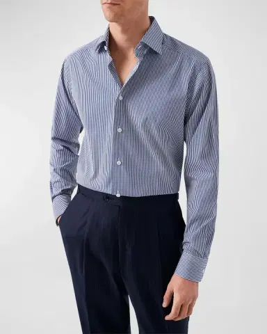 Eton Men's Contemporary Fit Bengal Stripe Elevated Poplin Shirt | Thumbnail 3 Eton Men's Contemporary Fit Bengal Stripe Elevated Poplin Shirt | Thumbnail 3
