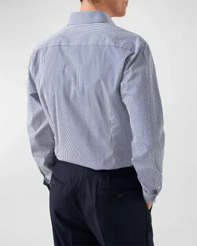Eton Men's Contemporary Fit Bengal Stripe Elevated Poplin Shirt | Thumbnail 4 Eton Men's Contemporary Fit Bengal Stripe Elevated Poplin Shirt | Thumbnail 4