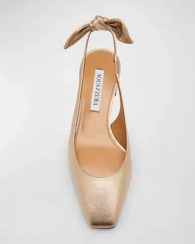 Aquazzura Metallic Bow Slingback Ballerina Pumps | Thumbnail 4 Aquazzura Metallic Bow Slingback Ballerina Pumps | Thumbnail 4