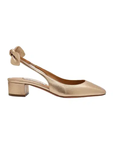 Aquazzura Metallic Bow Slingback Ballerina Pumps | Thumbnail 1 Aquazzura Metallic Bow Slingback Ballerina Pumps | Thumbnail 1