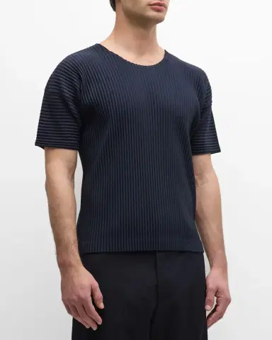 Homme Plissé Issey Miyake Men 's Basics Short-Sleeve Pleated Shirt | Thumbnail 3 Homme Plissé Issey Miyake Men 's Basics Short-Sleeve Pleated Shirt | Thumbnail 3