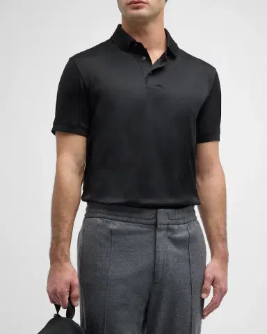 Emporio Armani Men's Solid Jersey-Stretch Polo Shirt | Thumbnail 2 Emporio Armani Men's Solid Jersey-Stretch Polo Shirt | Thumbnail 2