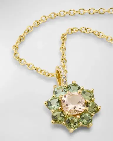Jennifer Meyer Small Mint Tourmaline and Morganite Flower Pendant Necklace | Thumbnail 3 Jennifer Meyer Small Mint Tourmaline and Morganite Flower Pendant Necklace | Thumbnail 3