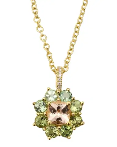 Jennifer Meyer Small Mint Tourmaline and Morganite Flower Pendant Necklace | Thumbnail 1 Jennifer Meyer Small Mint Tourmaline and Morganite Flower Pendant Necklace | Thumbnail 1