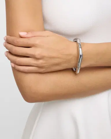Alexis Bittar Molten Silver Bangle Bracelet, Size Large | Thumbnail 2 Alexis Bittar Molten Silver Bangle Bracelet, Size Large | Thumbnail 2