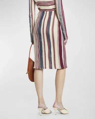 Bottega Veneta Stripe Rib Linen Midi Skirt | Thumbnail 5 Bottega Veneta Stripe Rib Linen Midi Skirt | Thumbnail 5