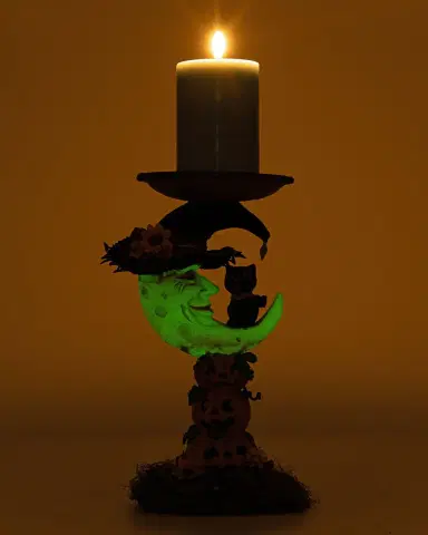 Katherine 's Collection Jacks and Cats Moon Pillar Candle Holder | Thumbnail 2 Katherine 's Collection Jacks and Cats Moon Pillar Candle Holder | Thumbnail 2
