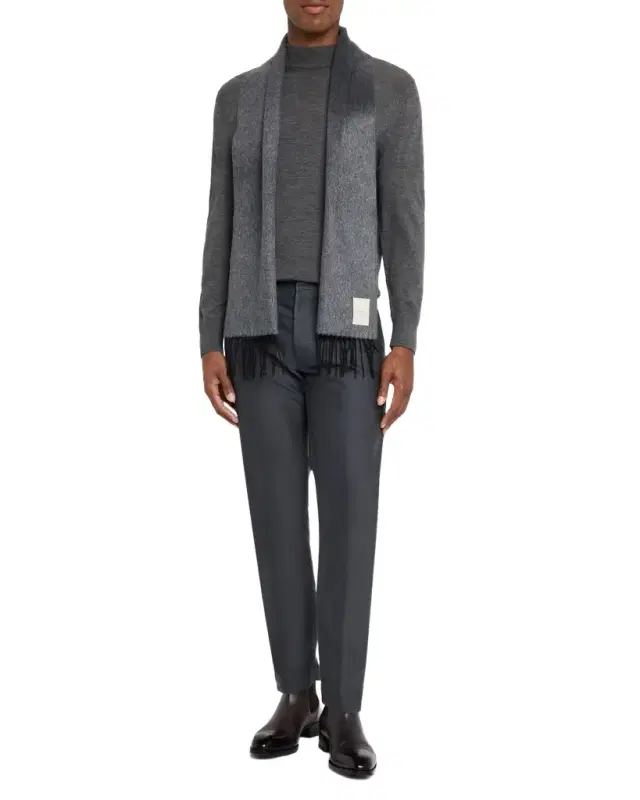 Men 's Mirror Silk and Cashmere Double-Faced Scarf Men 's Mirror Silk and Cashmere Double-Faced Scarf