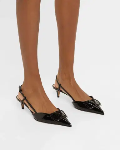 Valentino Garavani VLogo Patent Kitten Slingback Pumps | Thumbnail 2 Valentino Garavani VLogo Patent Kitten Slingback Pumps | Thumbnail 2