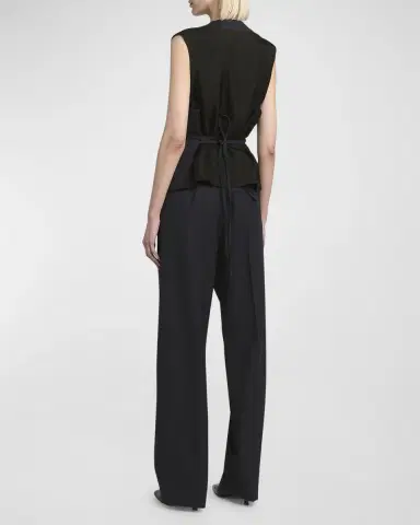 Bottega Veneta Subtle Striped Wool Gilet with Tie Waist | Thumbnail 6 Bottega Veneta Subtle Striped Wool Gilet with Tie Waist | Thumbnail 6