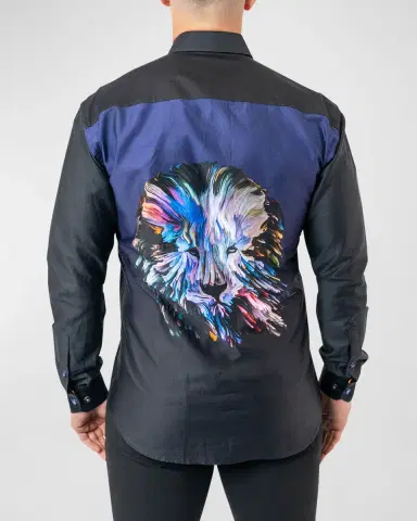 Maceoo Men's Fibonacci Lion Paint Dress Shirt | Thumbnail 2 Maceoo Men's Fibonacci Lion Paint Dress Shirt | Thumbnail 2