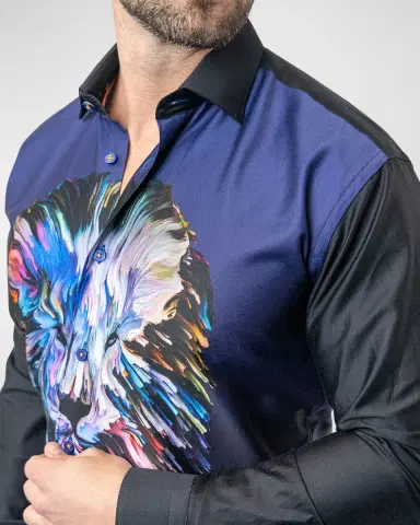 Maceoo Men's Fibonacci Lion Paint Dress Shirt | Thumbnail 3 Maceoo Men's Fibonacci Lion Paint Dress Shirt | Thumbnail 3