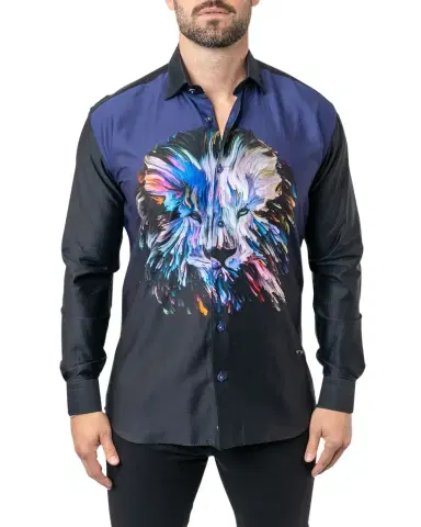 Maceoo Men's Fibonacci Lion Paint Dress Shirt | Thumbnail 1 Maceoo Men's Fibonacci Lion Paint Dress Shirt | Thumbnail 1