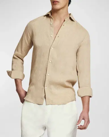 Frescobol Carioca Men's Antonio Linen Casual Button-Down Shirt | Thumbnail 4 Frescobol Carioca Men's Antonio Linen Casual Button-Down Shirt | Thumbnail 4