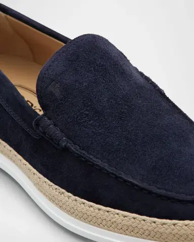 Tod's Men's Pantofola Gomma Rafia TV Suede Loafers | Thumbnail 4 Tod's Men's Pantofola Gomma Rafia TV Suede Loafers | Thumbnail 4