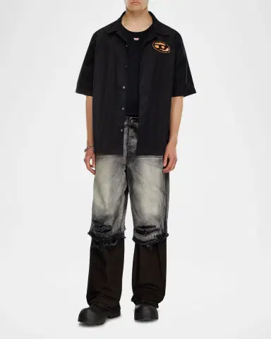Diesel Men's S-Stan Bleach D-Logo Camp Shirt | Thumbnail 2 Diesel Men's S-Stan Bleach D-Logo Camp Shirt | Thumbnail 2