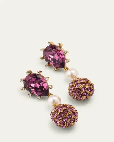 Oscar de la Renta Cactus Crystal with Pearly Bead and Ball Earrings | Thumbnail 3 Oscar de la Renta Cactus Crystal with Pearly Bead and Ball Earrings | Thumbnail 3