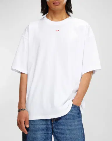Diesel Men's T-Shirt with Embroidered D Patch | Thumbnail 4 Diesel Men's T-Shirt with Embroidered D Patch | Thumbnail 4