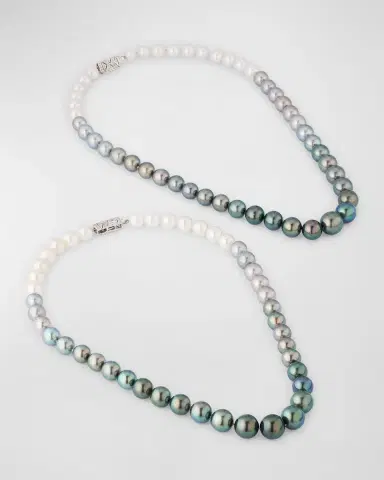Belpearl 18K White Gold 9-13.5mm Tahitian and South Sea Pearl 2 Row Necklace with Diamond Clasp | Thumbnail 3 Belpearl 18K White Gold 9-13.5mm Tahitian and South Sea Pearl 2 Row Necklace with Diamond Clasp | Thumbnail 3
