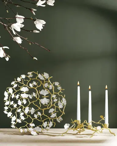 Michael Aram Butterfly Ginkgo White & Gold Low Candleholders | Thumbnail 5 Michael Aram Butterfly Ginkgo White & Gold Low Candleholders | Thumbnail 5