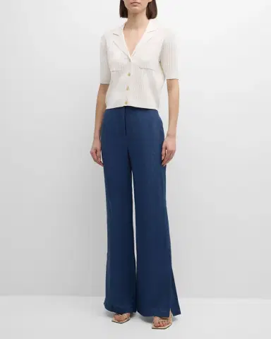 Argent Ribbed Pointelle-Knit Button-Down Shirt | Thumbnail 2 Argent Ribbed Pointelle-Knit Button-Down Shirt | Thumbnail 2