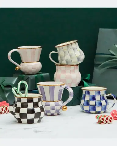 MacKenzie-Childs Rosy Check Ceramic Mug | Thumbnail 3 MacKenzie-Childs Rosy Check Ceramic Mug | Thumbnail 3