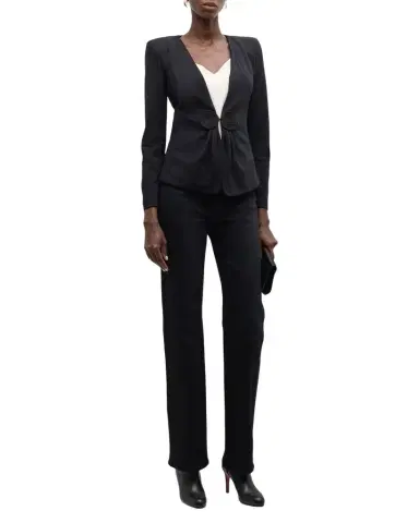 Emporio Armani Gathered Rope-Embellished Milano Jersey Jacket | Thumbnail 1 Emporio Armani Gathered Rope-Embellished Milano Jersey Jacket | Thumbnail 1