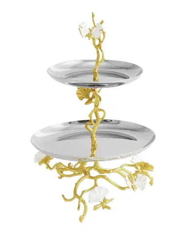 Michael Aram Butterfly Ginkgo White & Gold Two Tier Etagere | Thumbnail 1 Michael Aram Butterfly Ginkgo White & Gold Two Tier Etagere | Thumbnail 1