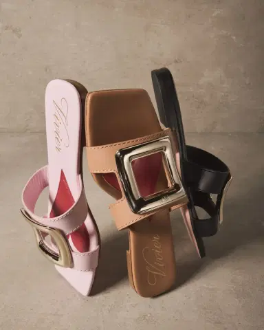 Roger Vivier Leather Buckle Flat Slide Sandals | Thumbnail 4 Roger Vivier Leather Buckle Flat Slide Sandals | Thumbnail 4