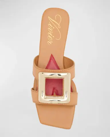 Roger Vivier Leather Buckle Flat Slide Sandals | Thumbnail 5 Roger Vivier Leather Buckle Flat Slide Sandals | Thumbnail 5