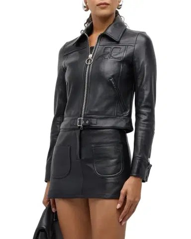 Courrèges Buckle Leather Biker Jacket | Thumbnail 1 Courrèges Buckle Leather Biker Jacket | Thumbnail 1