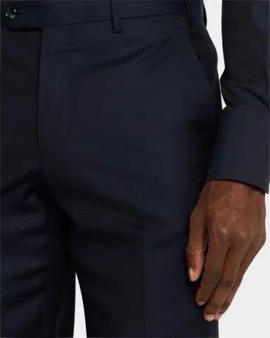 Giorgio Armani Men's Flat-Front Twill Trousers | Thumbnail 4 Giorgio Armani Men's Flat-Front Twill Trousers | Thumbnail 4