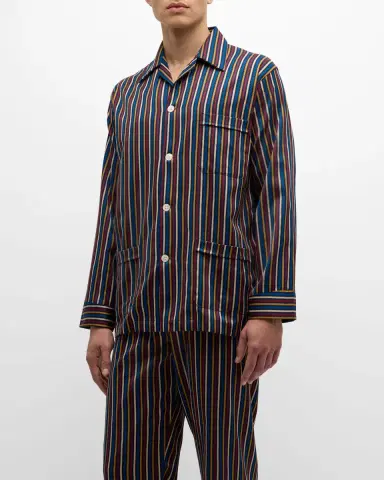 Derek Rose Men's Wellington Striped Cotton Pajama Set | Thumbnail 3 Derek Rose Men's Wellington Striped Cotton Pajama Set | Thumbnail 3