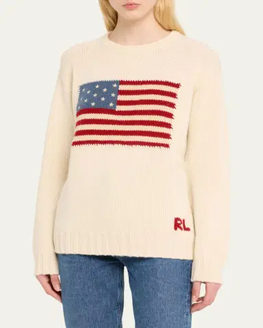 Ralph Lauren Collection Flag Cashmere Crewneck Sweater | Thumbnail 4 Ralph Lauren Collection Flag Cashmere Crewneck Sweater | Thumbnail 4