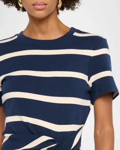 Tanya Taylor Cody Twisted-Waist Short-Sleeve Striped Midi Dress | Thumbnail 4 Tanya Taylor Cody Twisted-Waist Short-Sleeve Striped Midi Dress | Thumbnail 4