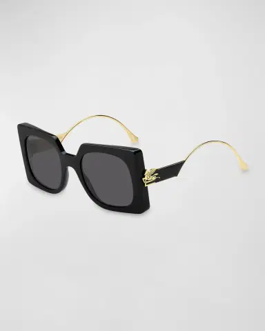 Etro Logo Mixed-Media Square Sunglasses | Thumbnail 3 Etro Logo Mixed-Media Square Sunglasses | Thumbnail 3