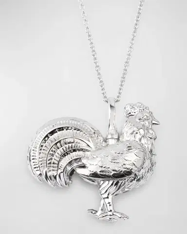 Roberto Coin 18K White Gold Tiny Treasures Diamond Rooster Pendant Necklace | Thumbnail 6 Roberto Coin 18K White Gold Tiny Treasures Diamond Rooster Pendant Necklace | Thumbnail 6