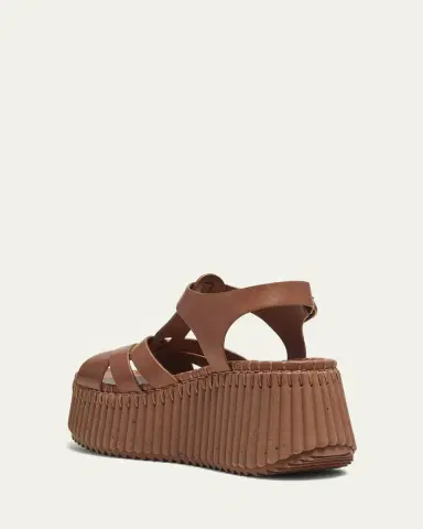Chloé Nama Leather T-Strap Platform Sandals | Thumbnail 4 Chloé Nama Leather T-Strap Platform Sandals | Thumbnail 4